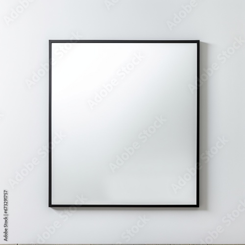 A minimalist square mirror with a black metal frame, capturing contemporary design, placed centrally on a bright - Image #4 @asad khan