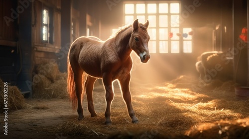 young horse in the nursery of a farm