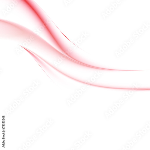 Abstract red wave lines isolated on transparent background