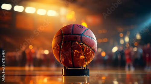 Basketball game. Just ball with blur background. High quality.