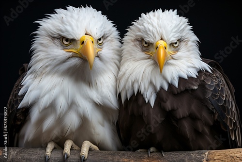 two young eagles, a bald eagle couple
