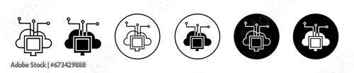 edge computing Icon set. cloud computing vector symbol in black filled and outlined style. 