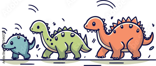 Dinosaur cartoon vector illustration. Stegosaurus. pterodactyl. triceratops. tyrannosaurus. diplodocus