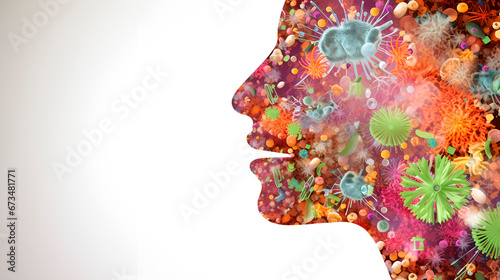 Mouth oral microbiome , bacterial microbiota art banner with empty space , generate by AI