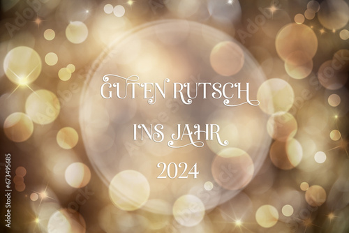 Text Guten Rutsch 2024, Means Happy 2024, Golden Christmas Background