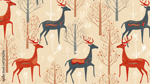 christmas deer. Seamless pattern.