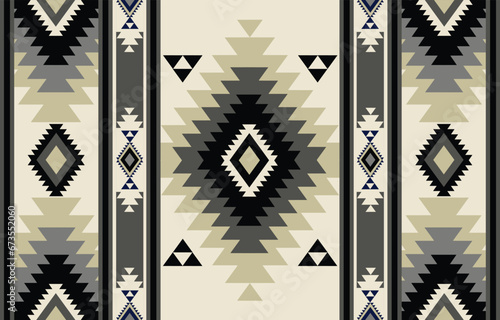 Ethnic tribal Aztec black and white background. Seamless tribal pattern, folk embroidery, tradition geometric Aztec ornament. Tradition Native and Navaho design for fabric, textile, print, rug, paper
