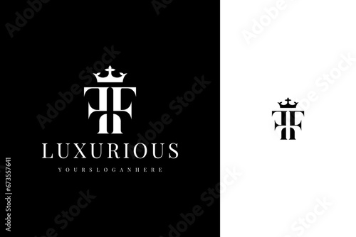 elegant simple minimal luxury serif font alphabet double letter f monogram logo design
