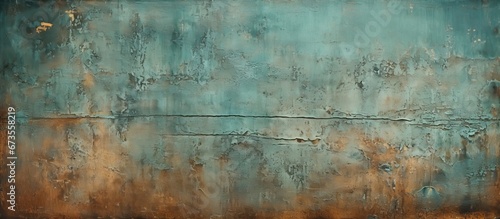 Texture of an aged metal plate with a greenish hue showcasing a rusty appearance