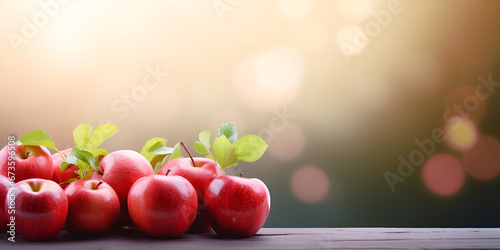 A Bountiful Harvest,Many Red Apples on a Colored bokeh blurr Background.