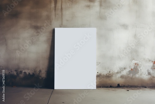 A blank poster mock-up against a concrete wall