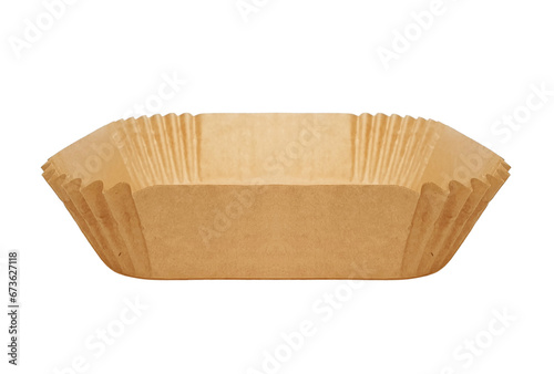 Disposable wax paper for your fryer isolated on white background with clipping path. Air fryer paper liner, front view close up.