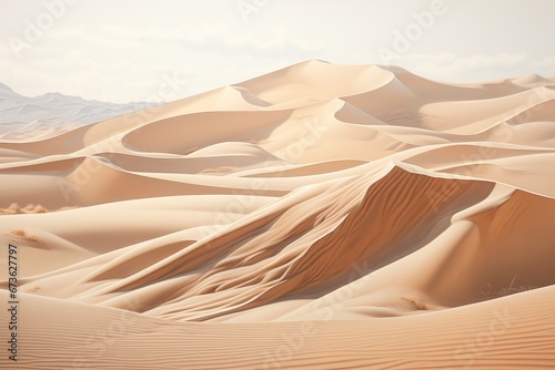Rolling sand dunes sculpted by the wind in a desert natural scene