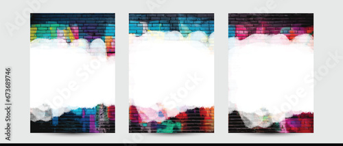 graffiti art texture on brick wall background with white copy space for poster brochure booklet flyer coupon or post, suitable for kids school education hip hop music content