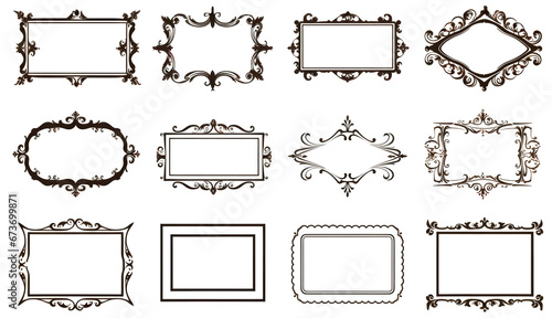Set of decorative vintage frames as design templates