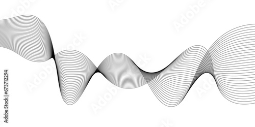 Abstract wavy technology curve lines on transparent background isolated. Grey wave swirl,Stylized line art background. Vector,
