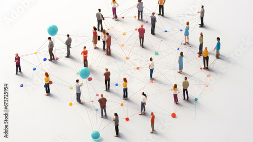 View of a crowd with a network of connections. Big data, smart city, wifi concept.