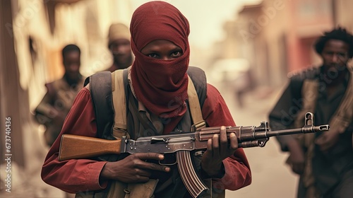 Male soldier with a gun in his hand