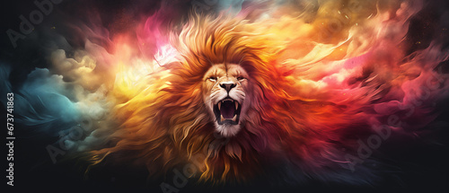 lion in rainbow colors (Generative AI)