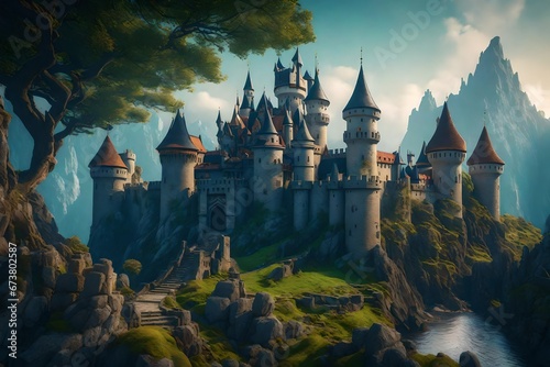 Fantasy castle landscape, nature