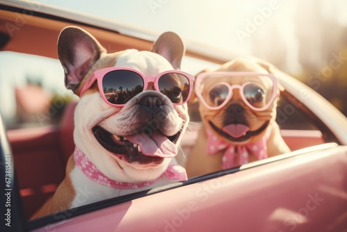 Chillin' Canines Cruise in Cool Shades""