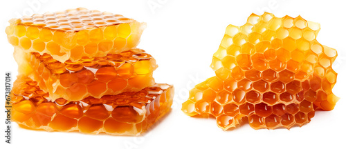 Honeycombs isolated on transparent or white background, png 