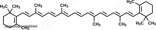 Beta-carotene structural formula, vector illustration