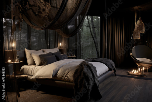 Dark bedroom interior