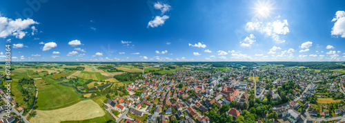 Ausblick auf Zusmarshausen im Naturpark Westliche Wälder in Schwaben, 360 Grad Rundblick über die Region