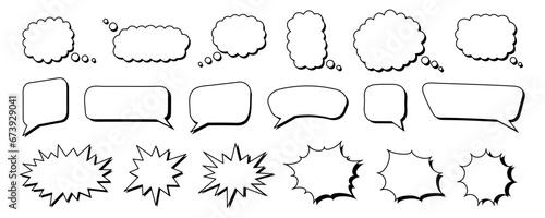 Set of chat speech bubble templates. Modern vector flat illustration.