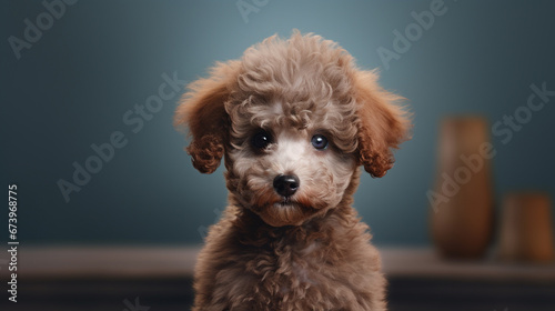 A chalky poodle, portrait