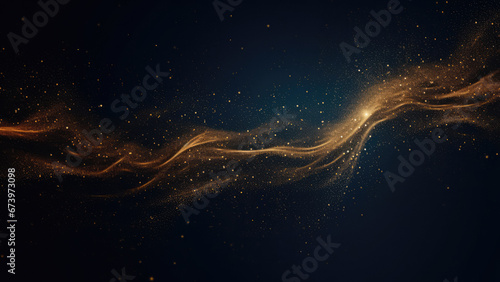 Luxurious golden dust waves with glittering particles