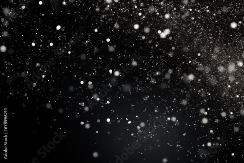 Abstract Flying Gold Dust, Confetti, Shining Particles of Glitter With Glowing Sparks of Light, Texture Effects of Falling Glittering Blurred Motion Festive Celebration on a Dark Silver Background