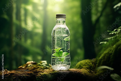 Wasserflasche in der Natur KI