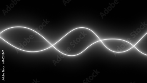 White lines smoothly intertwine on a black background. Glowing white lines.