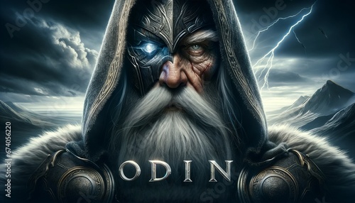 Odin - The nordic god of wisdom in gold and blue 