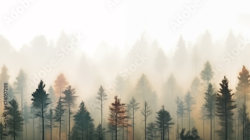 Misty forest in autumn