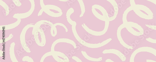 Fun pastel colored line doodle seamless banner design. Squiggles and swirls with loops.