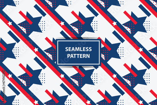 american style seamless pattern. Seamless USA flag print for wrapping paper, sport textile, clothes. Red, blue and white grunge ornament.