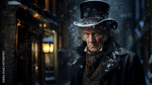 Ebenezer Scrooge Makes His Way Home Through London On Christmas Eve