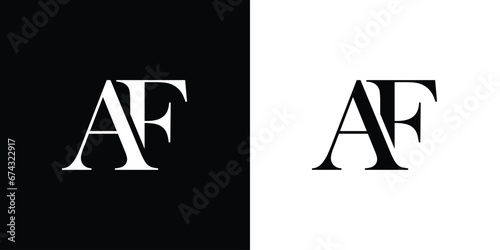 Letter AF design logo logotype concept with serif font and elegant style. Vector illustration icon with letters A and f.