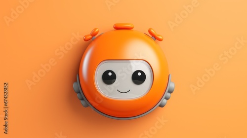 Digital clock robot emoji character icon. 3D design.