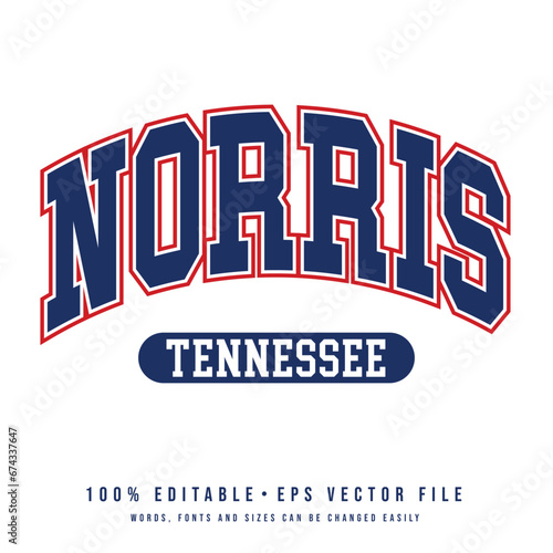 Norris text effect vector. Editable college t-shirt design printable text effect vector 