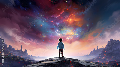 A child looks at space