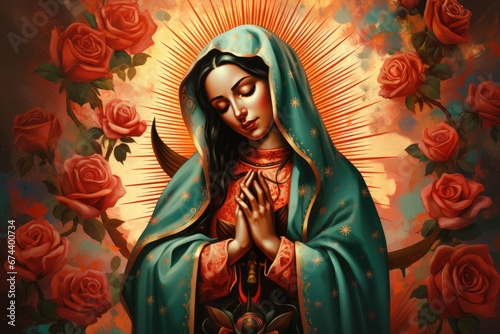 Beautiful lady of guadalupe mexico saint holy faith.