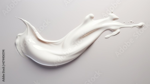 White viscous liquid isolated on solid background. White cosmetic cream. Skin care product for beauty industry