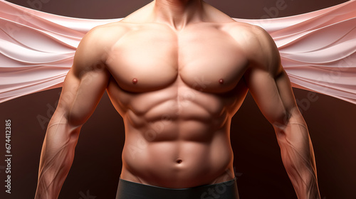The torso of a athletic guy, male body after exercise and diet.