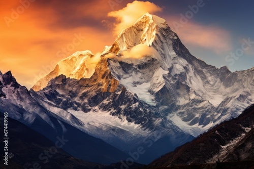 Beautiful mountains landscapes in Cordillera Blanca, Peru, South America, Mountain landscape at sunset in Himalayas, Nepal, Asia, AI Generated