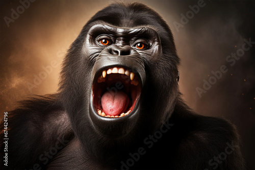 photo of a gorilla laughing