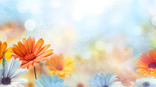 Vibrant Daisy Flowers Blooming with Bokeh Light Effect Background